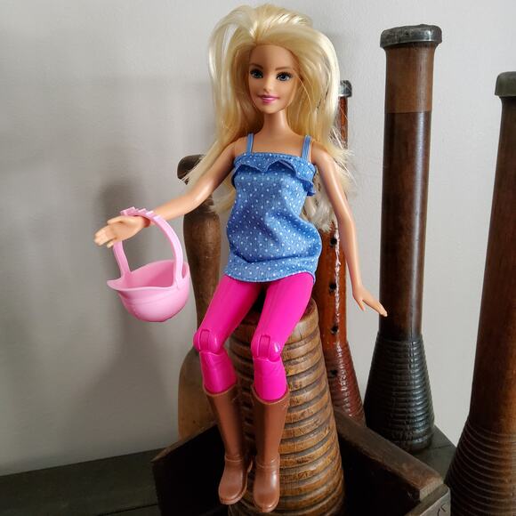 Mattel Barbie Doll Blonde Fashion Doll Riding Outfit with Brown Boots Pink Hat - Picture 2 of 11